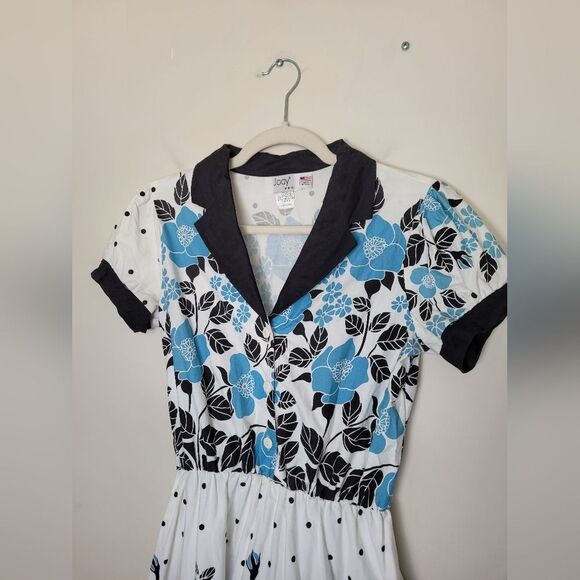 Vintage Jodi California A-Line Dress Floral Pinup 50s Retro Milkmaid Size Small - Picture 3 of 16